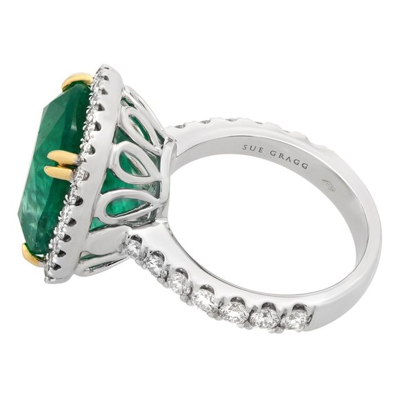 9.23Ctw Cushion Green Emerald & Diamond Halo Engagement Ring 18K White Gold SZ 6 - Picture 6 of 9